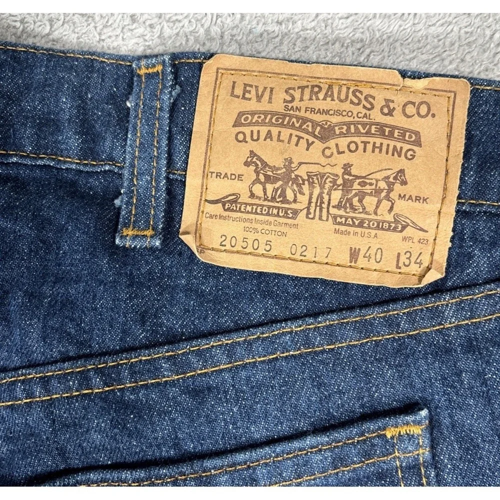 Vintage Levis 505 Orange Tab Jeans Mens Fit 38x33 Dark Wash Made in USA 1983 80s